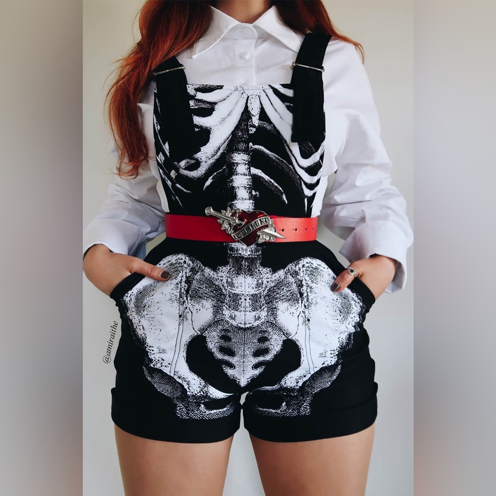 Blackmilk Ribs Skeleton Short Overalls 💀